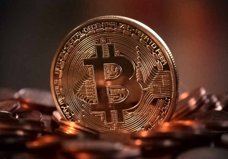 Bitcoin Mining process explained with cryptocurrency mining setup and blockchain technology illustration